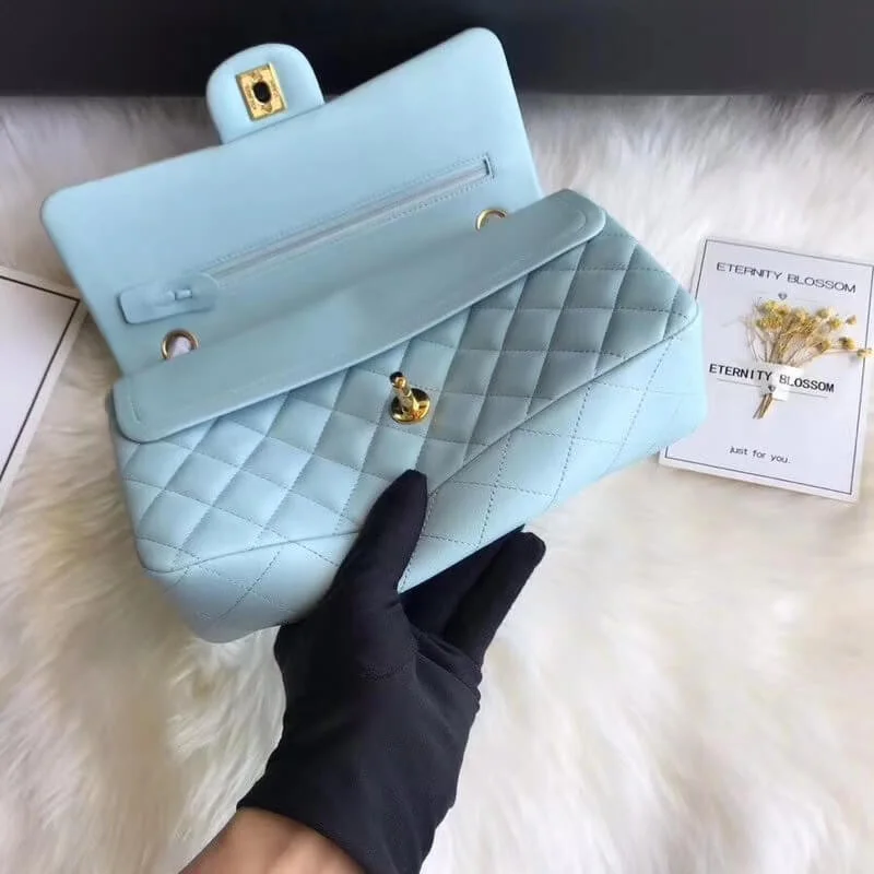 Chanel 1112 Tiffany Blue Medium Size 2.55 Lambskin Leather Flap Bag