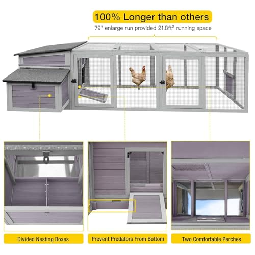 Aivituvin 103" Large Chicken Coop with Spacious Run Outdoor Hen House Duck Cage for 4-6 Chickens
