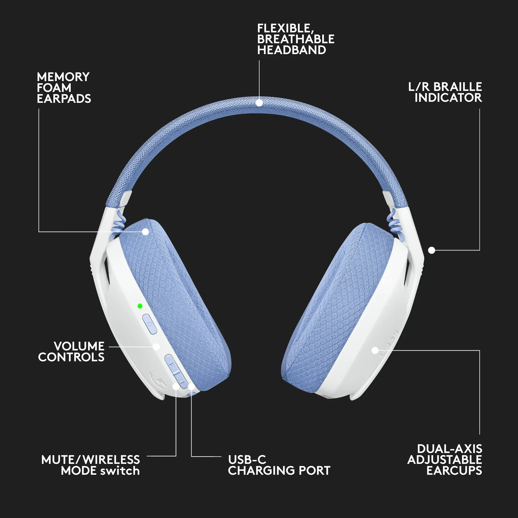 Logitech G435 LIGHTSPEED and Bluetooth Wireless Gaming Headset - Lightweight over-ear headphones, built-in mics, 18h battery