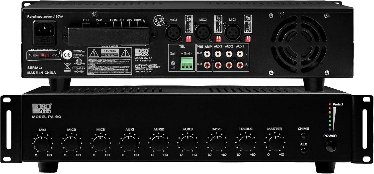 OSD 70V Commercial Multi Channel Amplifier 6 Zones, 60W per Channel, Multi Use 70V /8 Ohm/ 4 Ohm