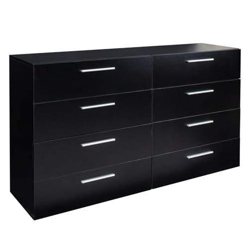 6 Drawer Dresser for Bedroom, Black Dresser Chest of Drawers, Wooden Bedroom Dresser TV Stand, Large Dresser Storage Chest with Deep Drawers