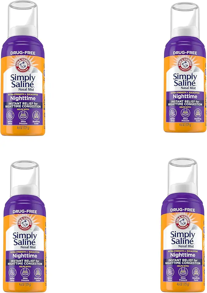 Arm & Hammer Simply Saline Nasal Mist Nighttime Extra Strength Eucalyptus – 4.6 oz (Pack of 4) - Kansas Nuitrition - HNZSDS