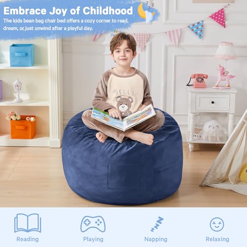 Bean Bag Chairs for Adults - Giant Bean Bag Chair Convertible Bean Bag Bed - Beanbag Chair with Micro Fiber Cover/Furniture Foam Filler