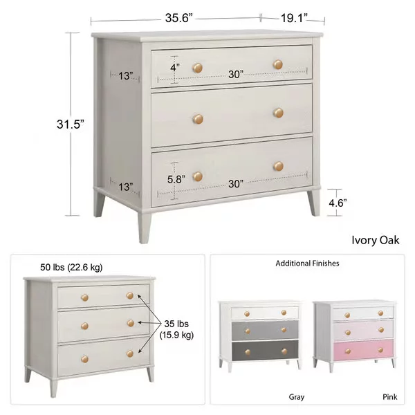 White Dressers Chest of Drawers, 3 Drawer White Bedroom Storage Furniture, Drawer Dresser, Unique Dresser, Vanity Dresser, Modern Dresser