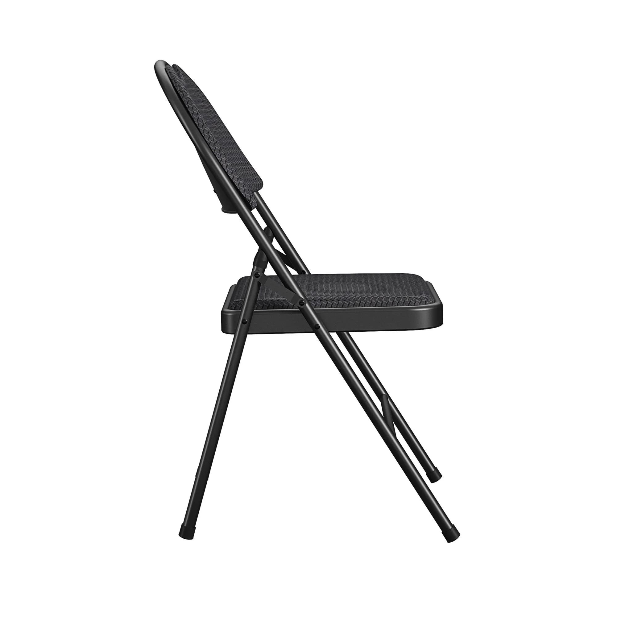 COSCO Commercial XL Comfort Fabric Padded Metal Folding Chair, Triple Braced, Black, 4-Pack