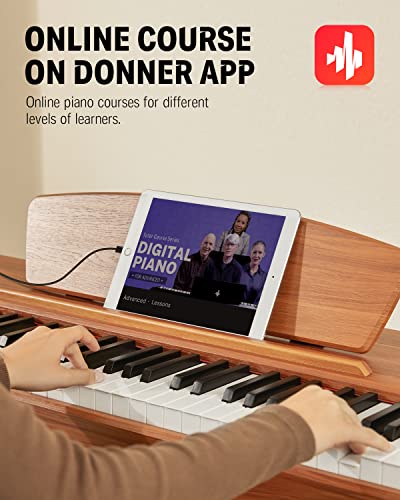 Donner DDP-80 PLUS Digital Piano 88 Key Weighted Keyboard, Home Electric Piano, Supports USB-MIDI & Headphones Connection, Semi-open Cover Designed