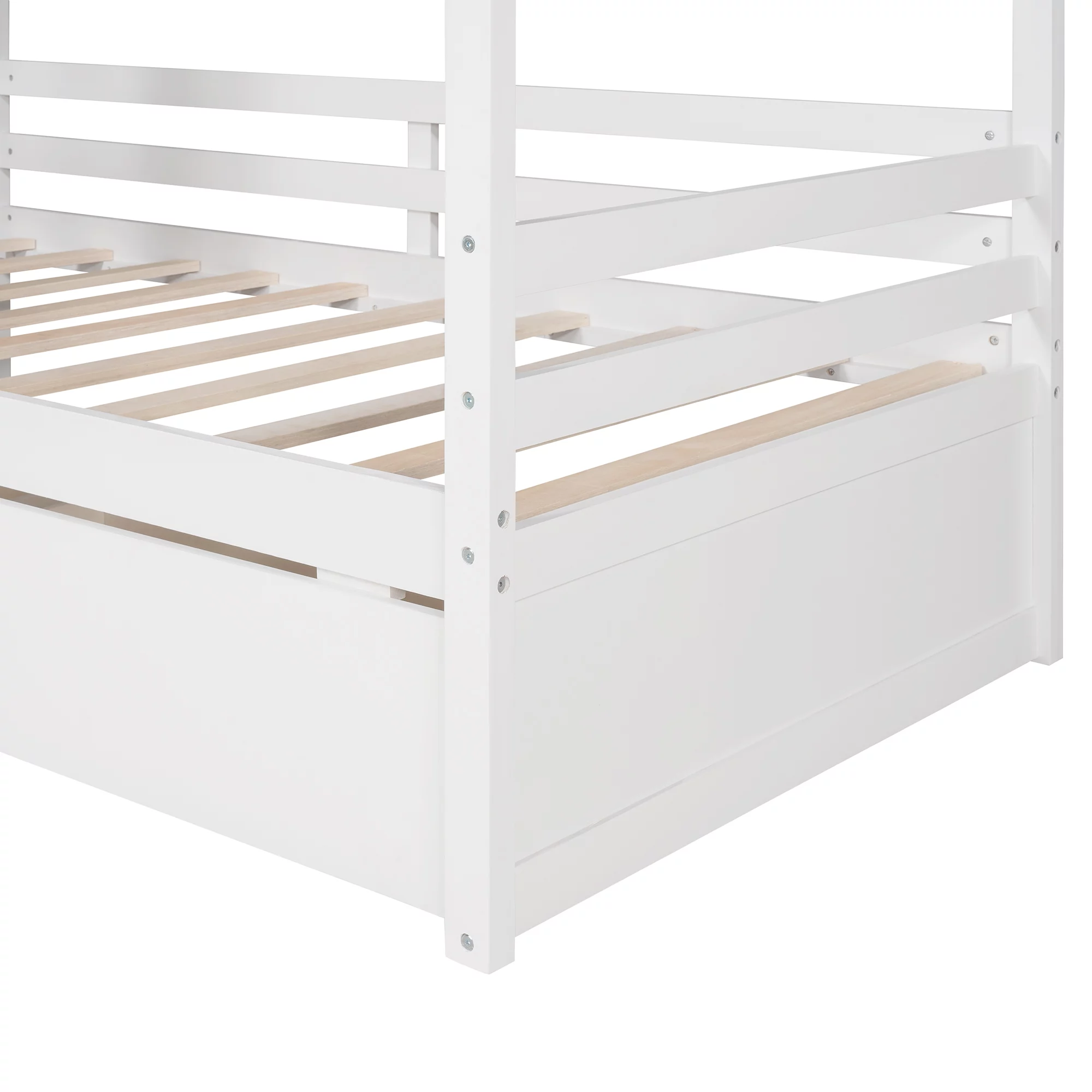 Bellemave Twin Size House Bed with Drawers Kids Bed with Storage Wooden Bed Frame with Guard Rails Twin Kids Bed Frame for Boys, Girls, White