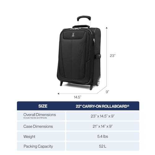 Travelpro Maxlite 5 Softside Expandable Upright 2 Wheel Carry on Luggage, Lightweight Suitcase, Men and Women, Burgundy, Carry On 22-Inch