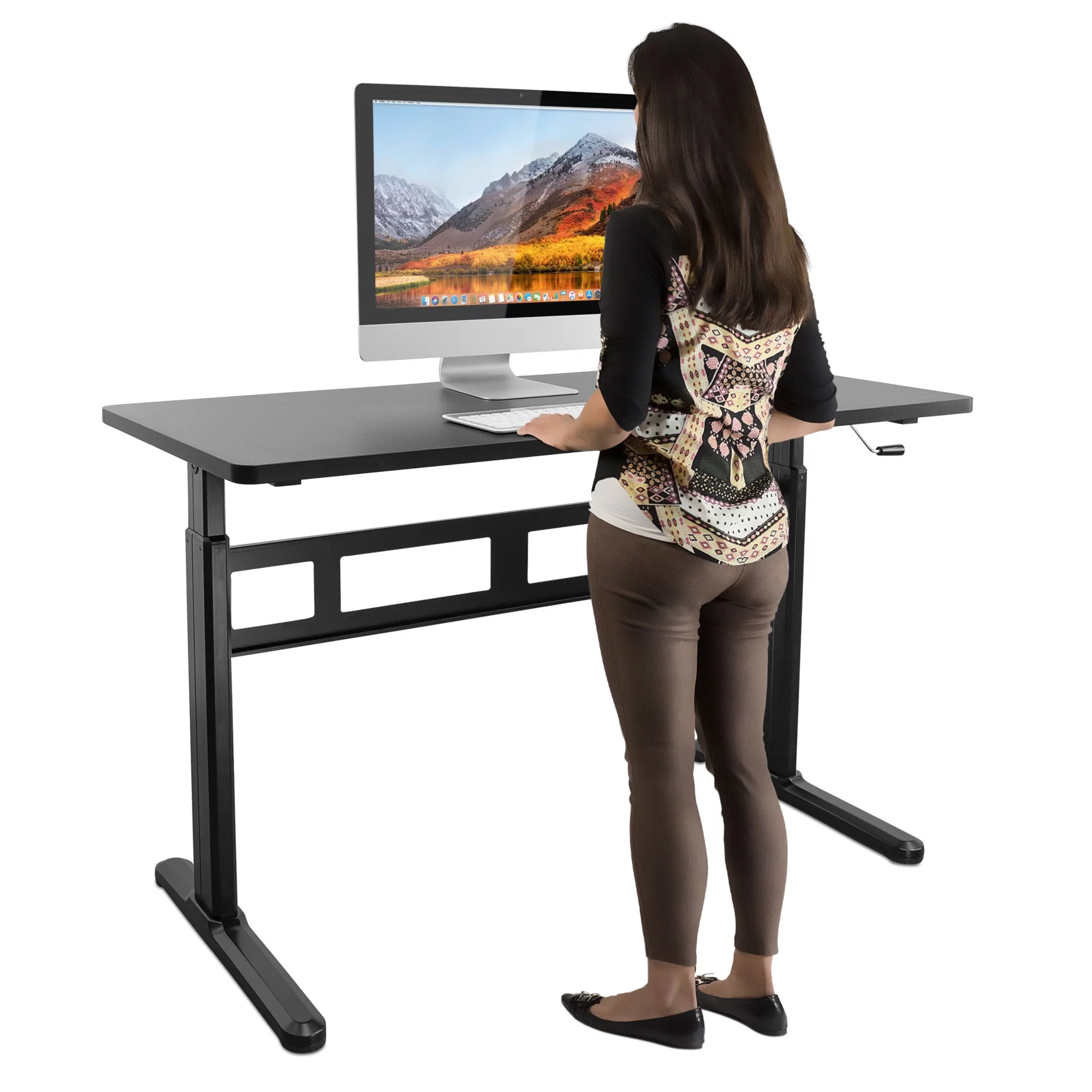 Mount-It! Hand Crank Sit-Stand Desk (Frame and Tabletop Included)