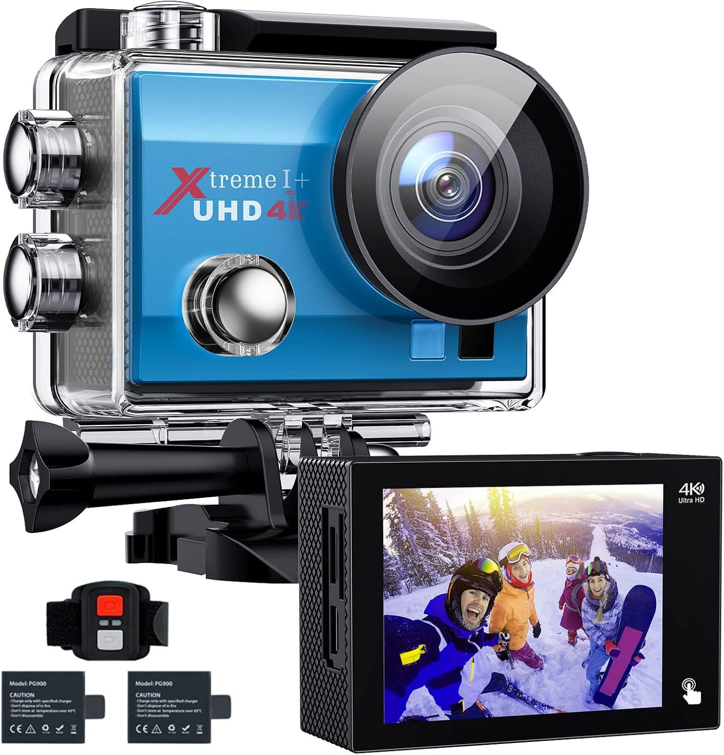 4K 20MP Action Camera 131FT Waterproof Underwater Camera with Dual Microphone, EIS, WiFi, Remote Control