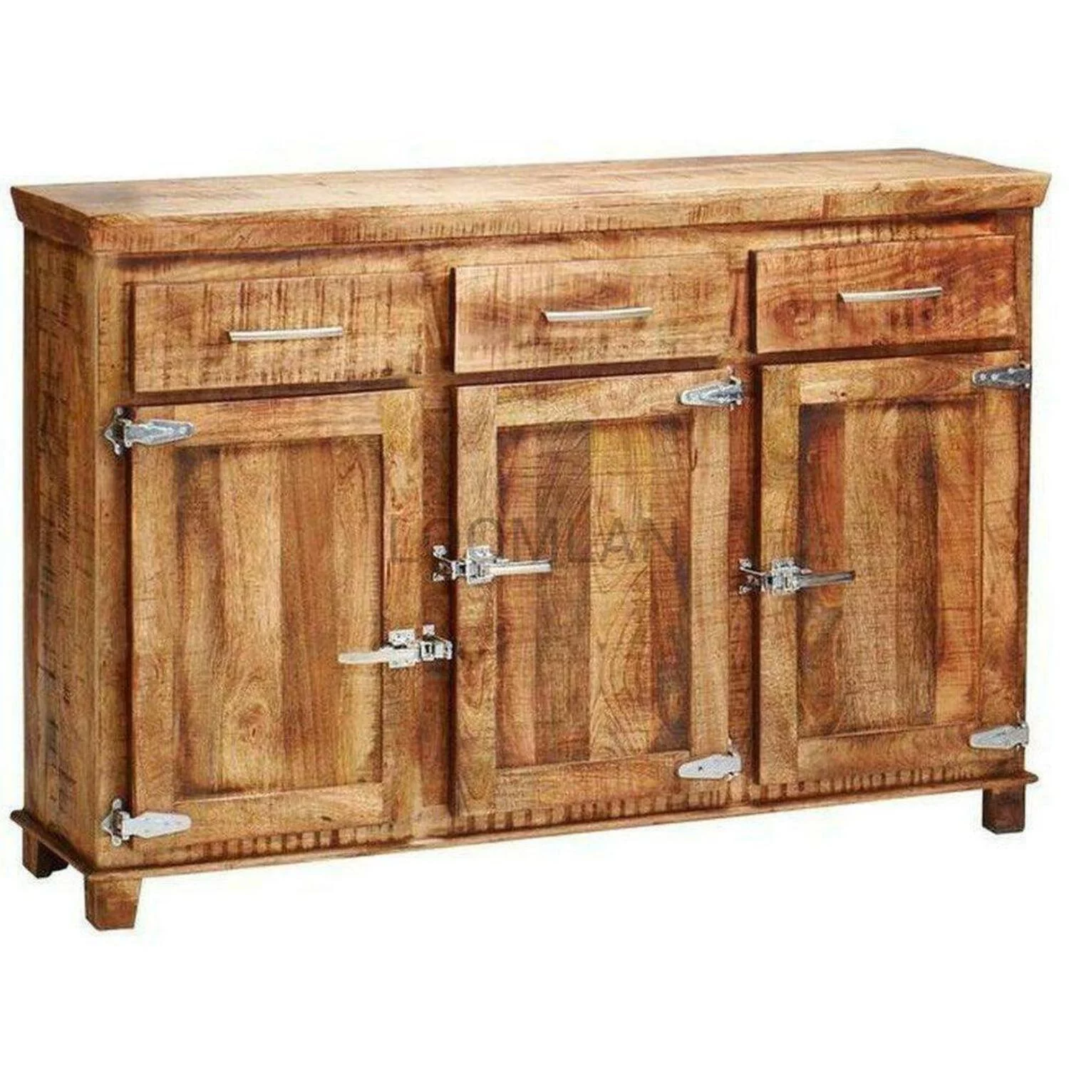 58 Reclaimed Wood Sideboard 3 Drawers 3 Doors Icebox Lock - Curated Treasures Market