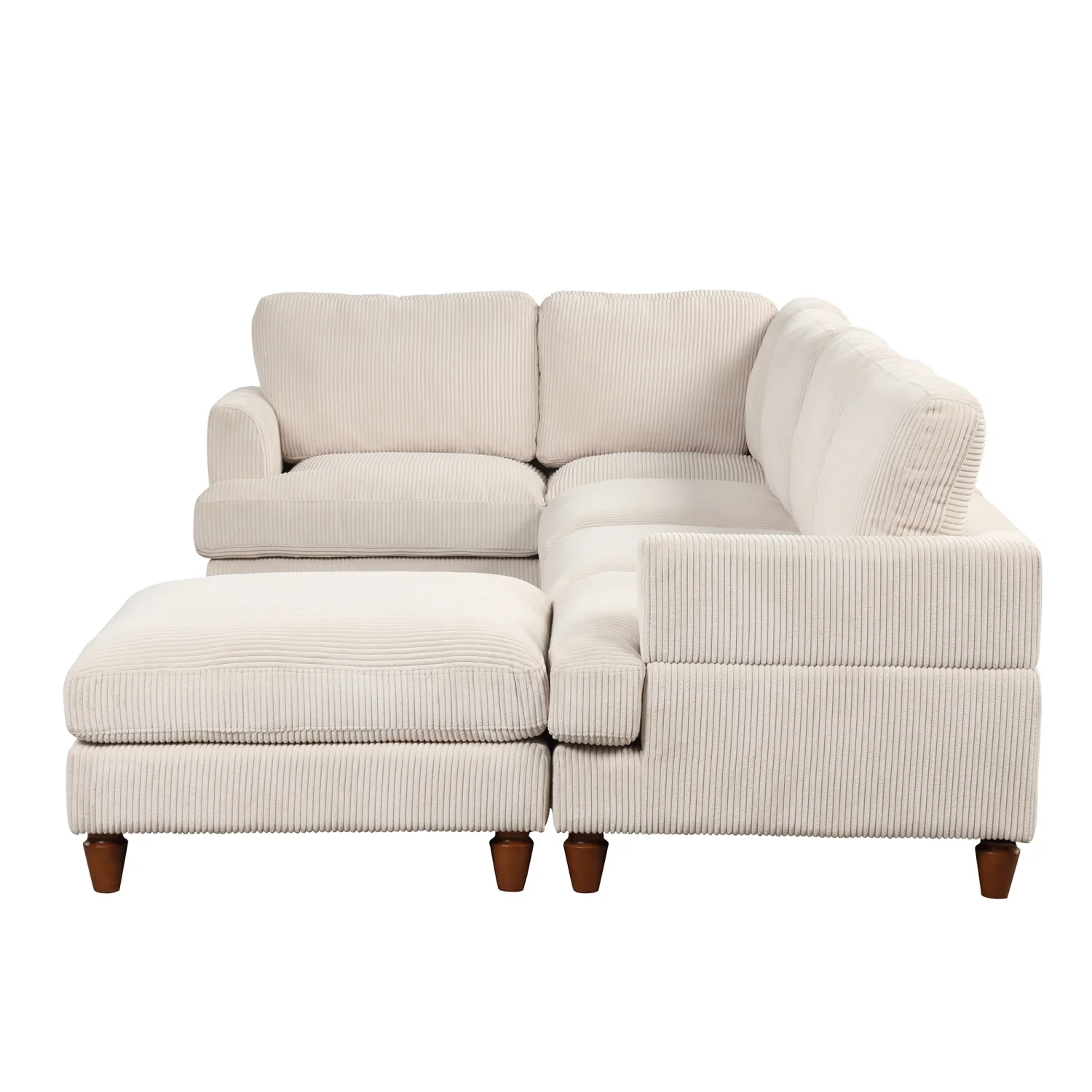 Churanty Modular Sectional Sofa with Ottoman,Oversized 3 Seat Free Combination Corduroy Couch Sofa with Chaise for Living Room,Beige