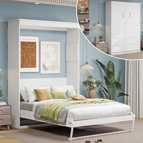 Black Wood Full Size Murphy Bed, Murphy Bed Full Space-Saving Wall Beds
