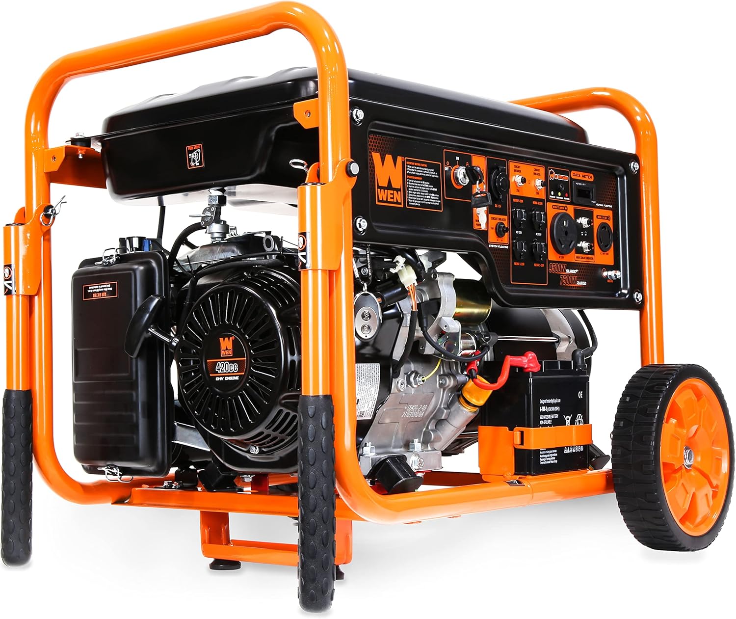 WEN DF1100T 11,000-Watt 120V/240V Dual Fuel Portable Generator with Wheel Kit and Electric Start - CARB Compliant, Black