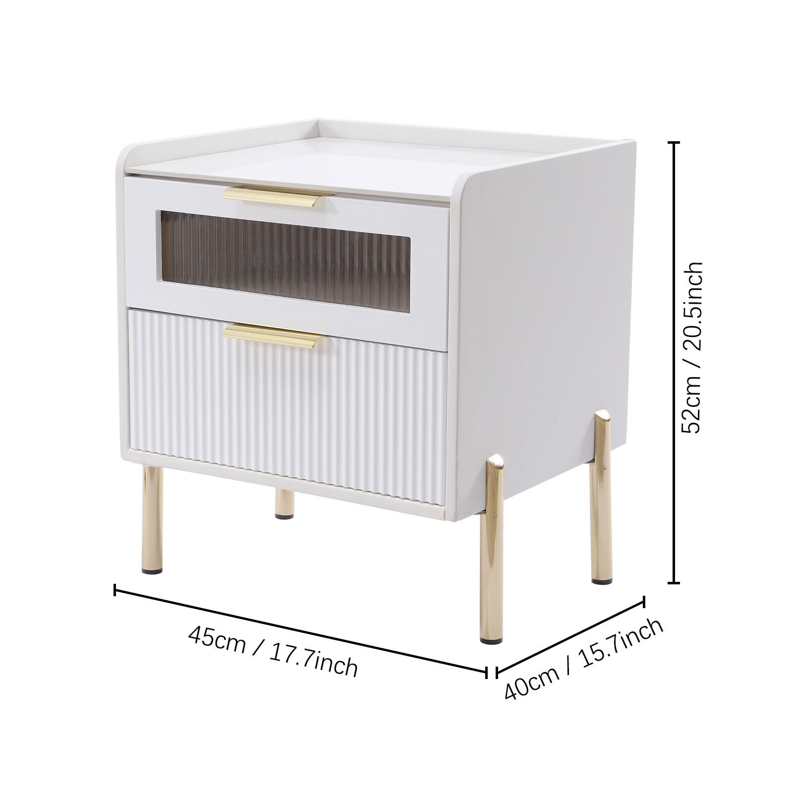MIDUO Nordic White End Table Wooden Night Stands with 2 Drawers Bedside Table Modern Storage Cabinet for Bedroom