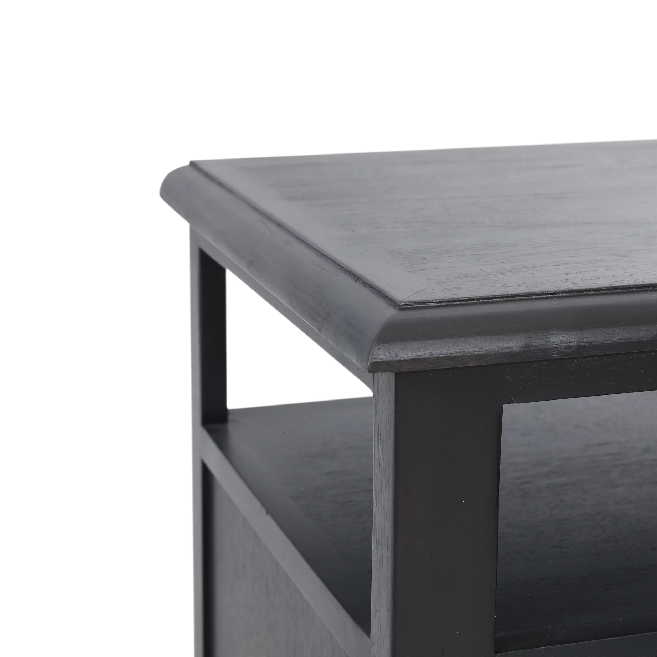 GDF Studio Lempster Rustic Acacia Wood and Cane Nightstand, Dark Gray