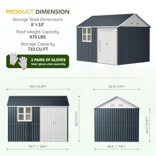 6x4FT Outdoor Steel Storage Shed with Clear Window, Lockable Doors, Weather-Resistant Metal Tool Shed for Garden, Backyard, Patio, and Utility Storage