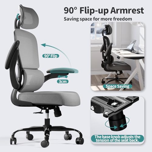 TRALT Office Chair Ergonomic Desk Chair, 330 LBS Home Mesh Office Desk Chairs with Wheels, Comfortable Gaming Chair