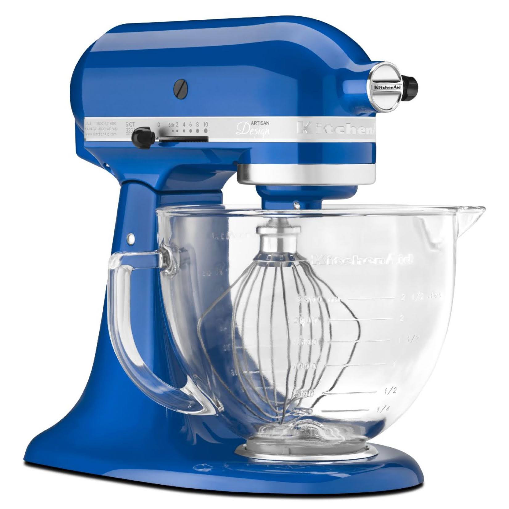 KitchenAid KSM155GBEB Artisan Design Series Electric Blue 5 Quart Stand Mixer with Glass Bowl