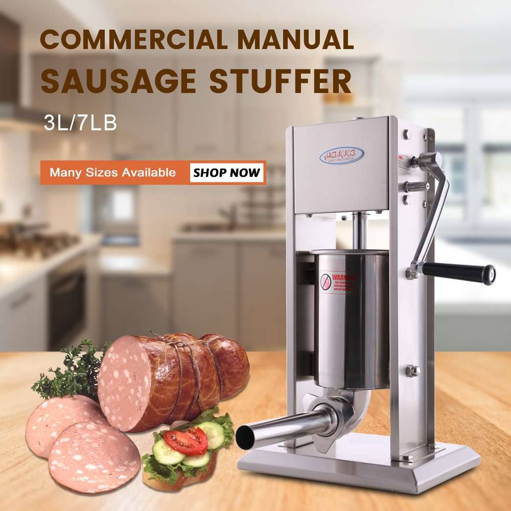 Hakka 7 Lb/3 L Sausage Stuffer 2 Speed Stainless Steel Vertical 5-7 lb Sausage Maker