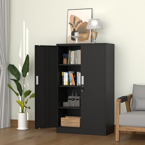 Metal Storage Cabinet with Locking Doors and Adjustable Shelves
