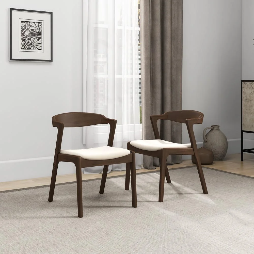 Ashcroft Furniture Co Dakota Mid-Century Modern Solid Wood Velvet Dining Chair (Set of 2)