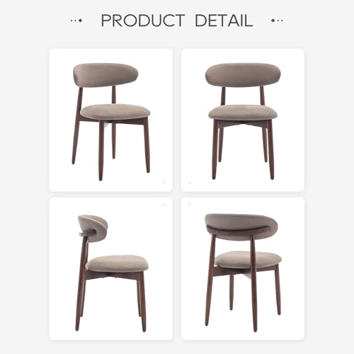 COLAMY Wooden Dining Chairs Set of 4, Modern Fabric Upholstered Dining Room Chair, Farmhouse Kitchen Chairs with Foot Pegs, Green