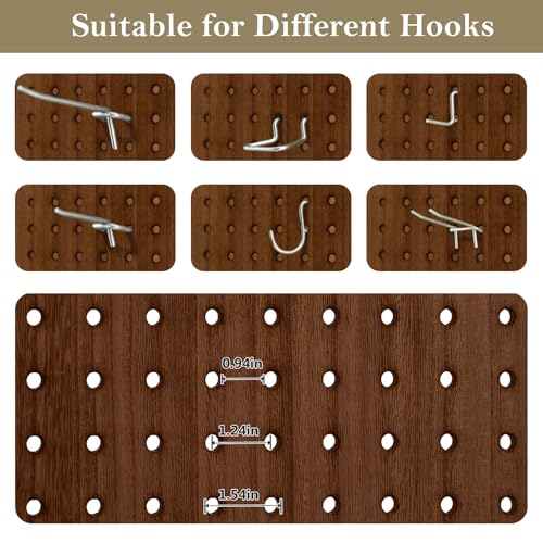 4 Panel Room Dividers and Folding Privacy Screens, 5.6Ft Wooden Pegboard Display, Privacy Dividers for Bedroom