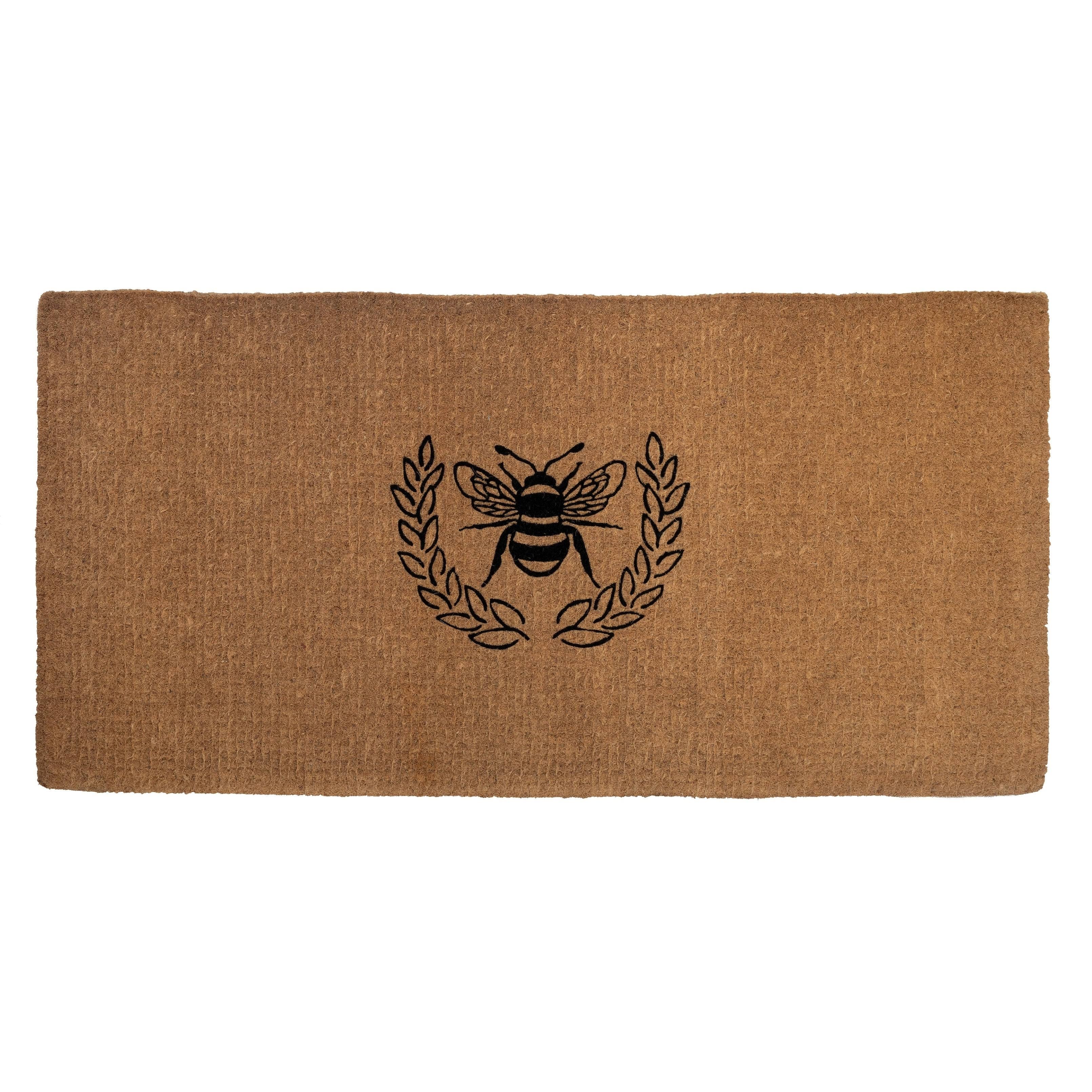 Entryways Basics 2292F 18 x 30 in. Queen Bee Extra - Thick Handwoven Coconut Fiber Doormat Natural Coir u0026 Black