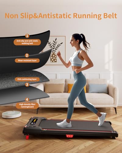 Walking Pad Treadmill, Anylife Incline Walking Pads Under Desk 330lb Capacity, 2.5HP Portable Treadmills for Home