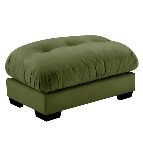 130" Modular Sectional Sofa,Velvet Upholstered Couches for Living Room,3 Seater Green Sofa Couch with Movable Ottoman
