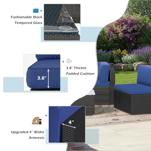 U-MAX 7 Piece Outdoor Patio Furniture Set, PE Rattan Outdoor Wicker Sectional Furniture Chair Set with Cushions and Tea Table