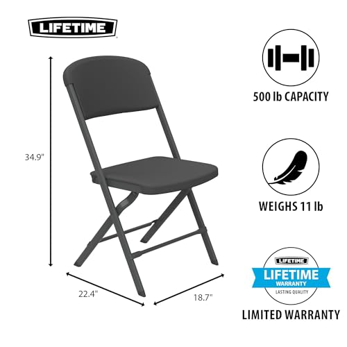 Lifetime Folding Chairs, Heavy Duty Foldable Chair Contoured for Comfort, 4-Pack