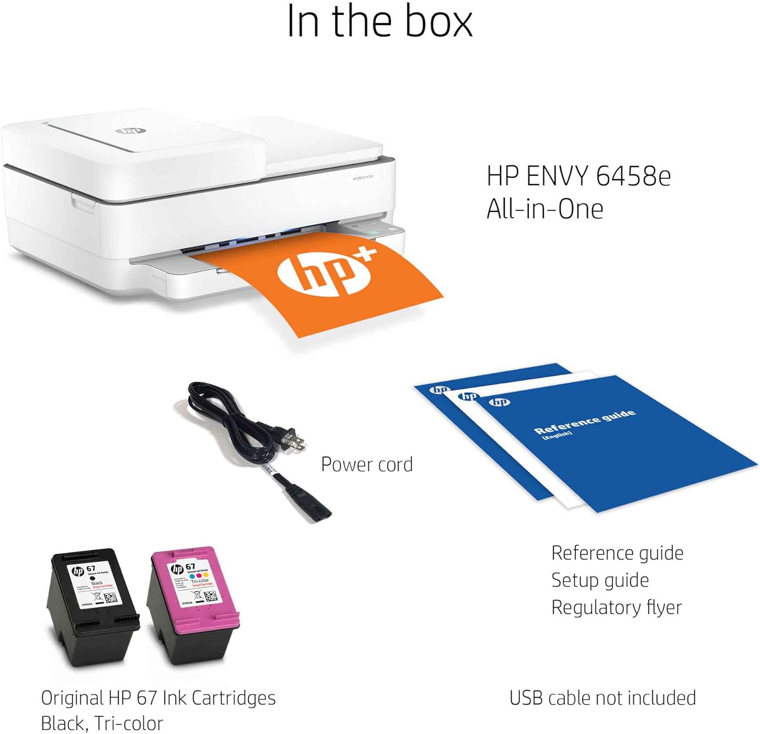 HP Envy 64 58e All-in-One Wireless Color Inkjet Printer for Home Office, White- Print Copy Scan - 10 ppm, 4800 x 1200 dpi, Auto 2-Sided Printing
