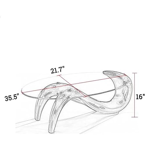 Oval Coffee Tables for Living Oval Glass Coffee Table Clear Glass Top Abstract Coffee Table Modern Stylish Center Table Easy to Clean Creative