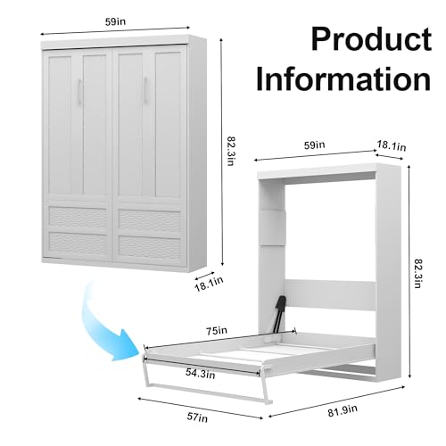 Black Wood Full Size Murphy Bed, Murphy Bed Full Space-Saving Wall Beds