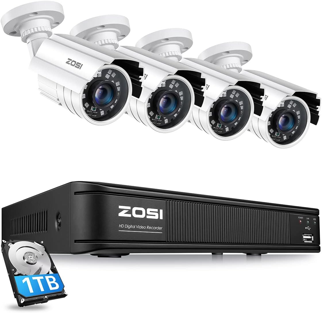 ZOSI H.265+ Full 1080p Home Security Camera System Outdoor Indoor