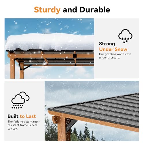Hardtop Grill Gazebo 6'x12'with Side Shelf, Outdoor Gazebo with Bottle Opener & Hooks
