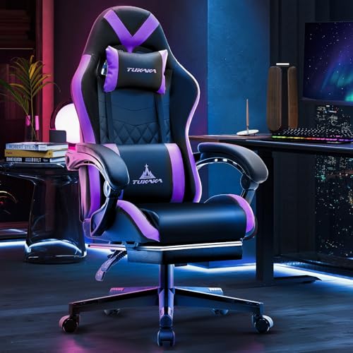 Gaming Chair,Ergonomic Massage Computer Office Desk Chair with Footrest,Pocket Spring Cushion
