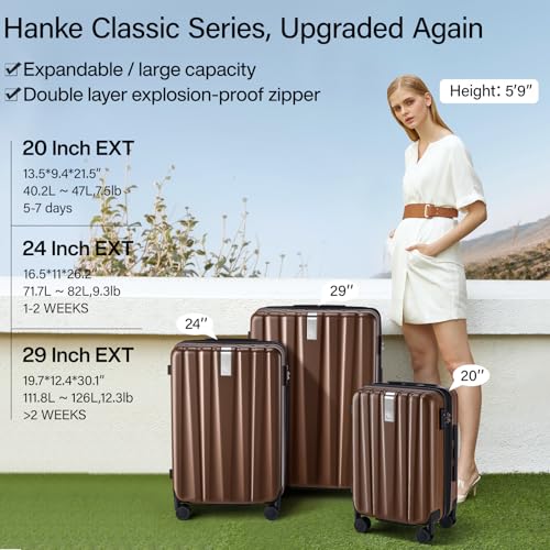 Hanke 29 Inch Luggage Suitcases With Spinner Wheels Lightweight PC hardside Rolling Suitcase With Travel Lock, Checked-Large 29-Inch(Blackish Green)