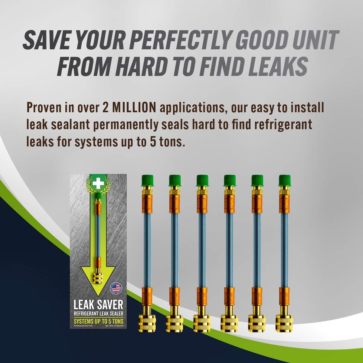 Leak Saver: Direct Inject - Refrigerant Leak Sealer - For Systems Up to 5 Tons - Compatible With Most Air Conditioner and Refrigeration Systems