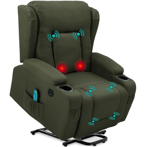 Best Choice Products Modern Linen Electric Power Lift Chair, Recliner Massage Chair, Adjustable Furniture for Back, Legs w/ 3 Positions, USB Port