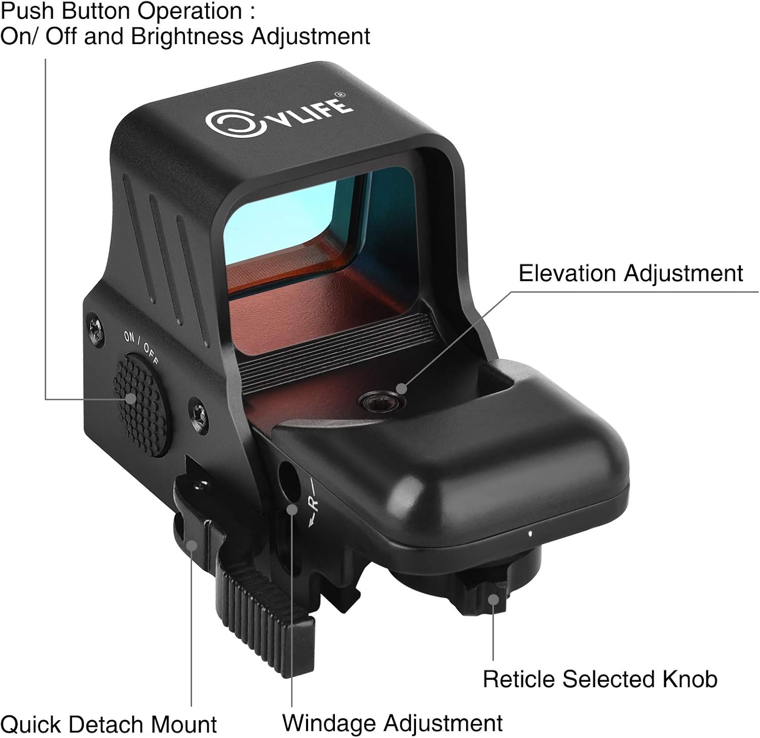 CVLIFE 1x22x33 Red Dot Sight 4 Reticles Reflex Sight with Quick Detach Mount for 20mm Picatinny Rail Pack of 2