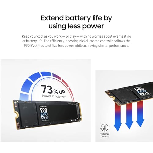 Samsung 990 EVO Plus SSD 4TB, PCIe Gen 4x4 | Gen 5x2 M.2, Speeds Up-to 7,250 MB/s, Upgrade Storage for PC/Laptops