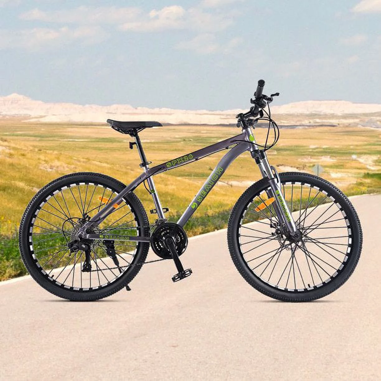 Adult Gray Green Bike SEAICH SPX 26" Wheel Sport Performance X9 Mountain Bike 26" - 29" Wheel Options