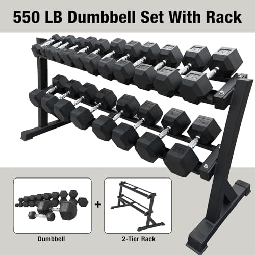 550 lbs 1200lbs 2100 lbs Dumbbells Weight Set, Hex Dumbbell Sets, Gyms Weights Dumbbells Sets, Weight Set for Home Gym, Strength Training