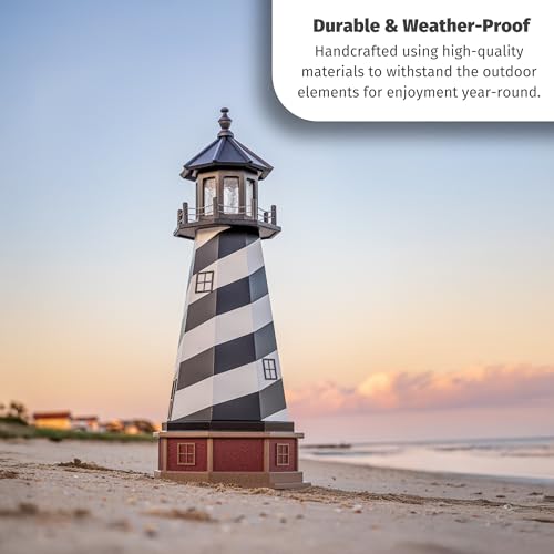 Cape Hatteras, NC Solar Lighthouse with LED Dusk to Dawn Lights, Outdoor Statues for Garden, Solar Lights Outdoor Waterproof Patio Decor