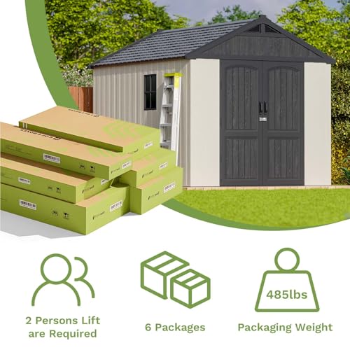 Patiowell 6x4 FT Plastic Outdoor Storage Shed, Resin Shed Perfect to Store Patio Furniture, GardenTools Bike Accessories, Beach Chairs and Lawn Mower