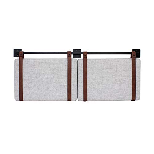 Nathan James Harlow Modern Wall Mount Hanging Headboard, Queen, Brown Faux Leather