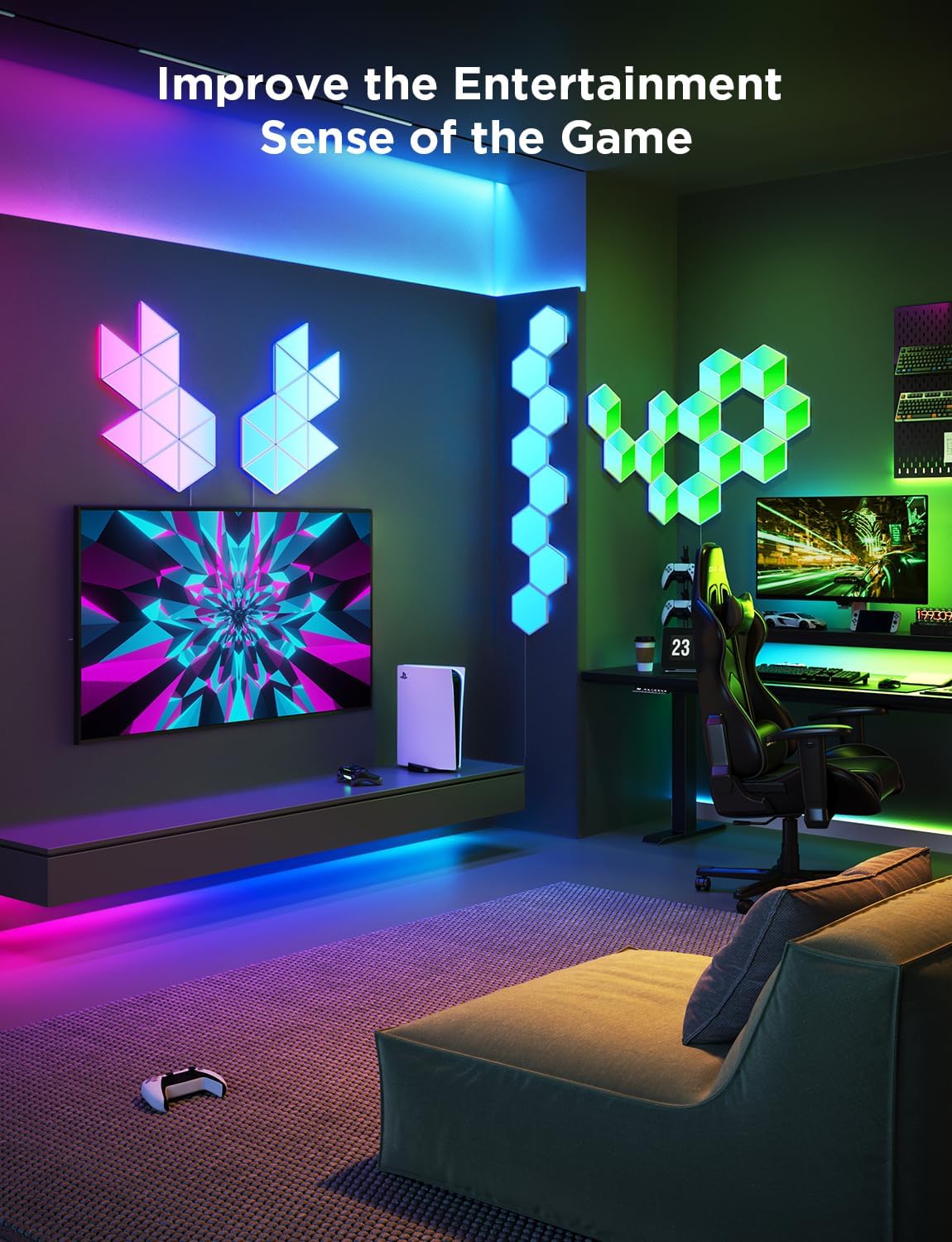 Govee Glide Hexa Pro Light Panels, RGBIC 3D Hexagon Wall Lights, Wi-Fi LED Creation Light with Music Sync